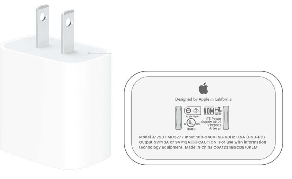 Adaptador de energia USB-C de 18W